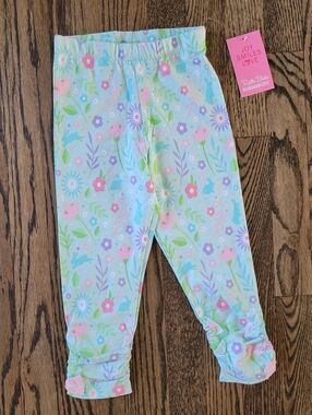 NWT RuffleButts Girls 6 Kids Ruched Bow Capri Leggings Some Bunny To Love